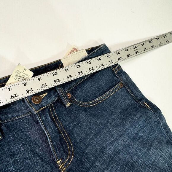 Ann Taylor LOFT Jeans Womens 4 Blue Dark-Wash Solid Mid-Rise Wide-Leg Original B - Picture 4 of 9